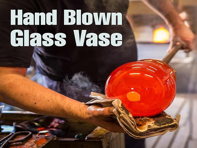 OLEEK Purse Vase for Flowers (Handmade) - 10 Inches Clear Glass Purse Vase - Cool & Cute vases for centerpieces, Fish Bowl - Unique Glass Handbag Flower vase Decorative - Wide Mouth Glass Purse