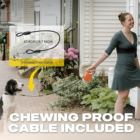 Fida Retractable Dog Leash, 16ft Heavy Duty Pet Walking Leash for Small Dog or Cat up to 26 lbs, Tangle Free. One-Hand Brake (Small,Orange)