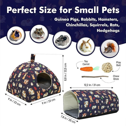 Guinea Pig Hideout - Guinea Pig Tunnel, Bunny and Rabbit Bed, Rabbits Accessories, Hamster and Chinchilla Toys, Small Animal Hideout, Ferret Bed, Hamster Chew Toys, Rabbit Hideout