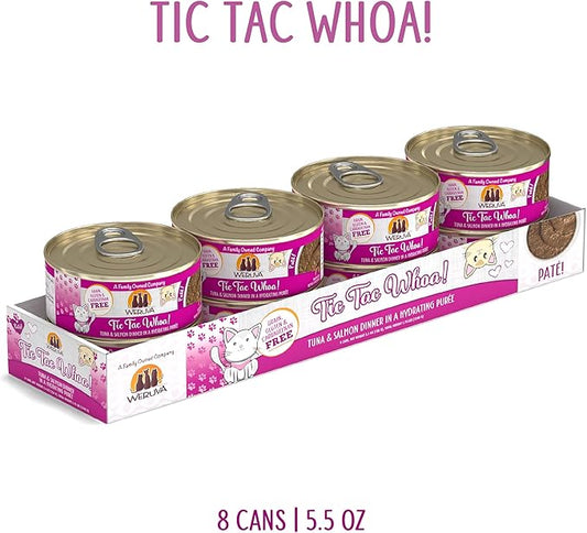 Weruva Wet Cat Food, Tic Tac Whoa with Tuna and Salmon Pate, 5.5oz Can, Pack of 8