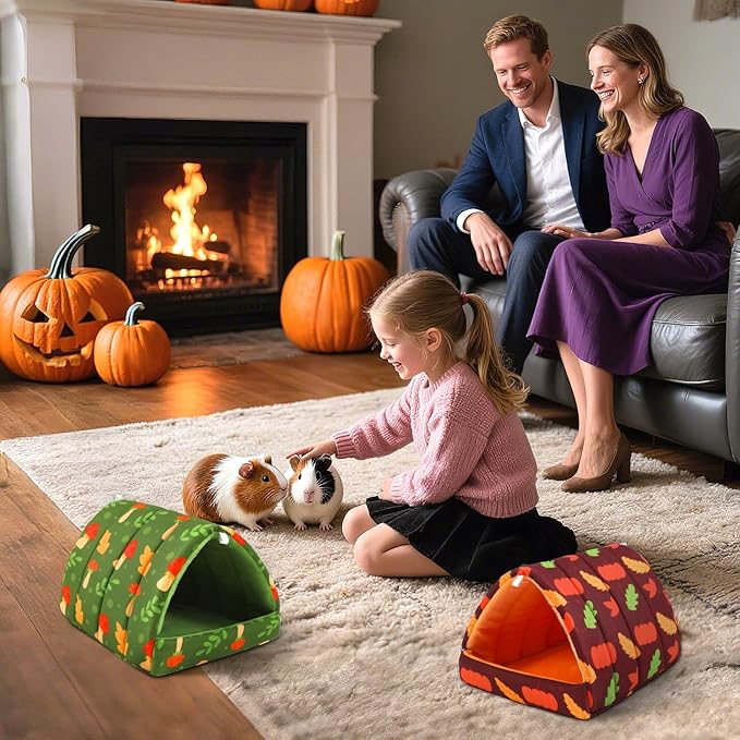 UPINS 2 Pack Guinea Pig Bed, Guinea Pig Hideout Washable Small Animal House Cage Accessories for Dwarf Rabbits Chinchillas Hamsters Hedgehogs Ferrets Bearded Dragons and Rats