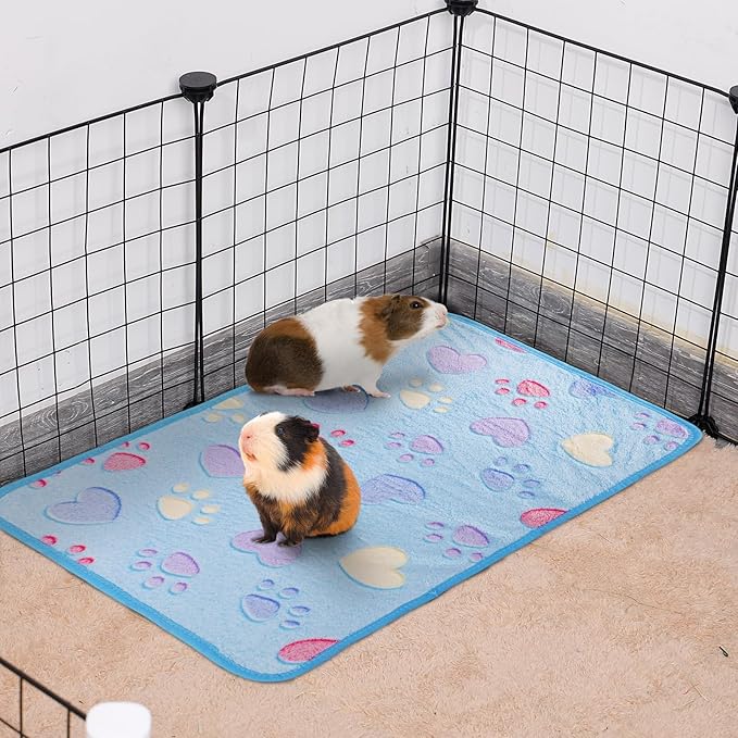 Guinea Pig Blanket, 4 Pack Warm Soft Coral Fleece Small Animal Blankets Washable Pet Cage Liners Sleep Mat Pad Cover for Rabbit Hamster Dog Cat Ferret Chinchilla Hedgehog Bedding, 24" x 16"