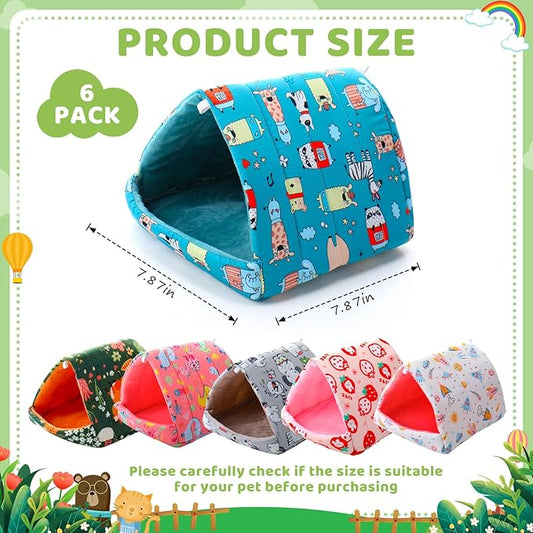 Ripeng 6 Pcs Guinea Pig Hideout Guinea Pig Bed House Rabbit Tunnel Washable Small House Cage Accessories for Hedgehog Mouse Chinchillas Hamster Ferrets Bearded Rats(7.1 7.9inch Cute Animals)