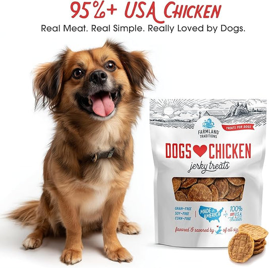 Farmland Traditions Dogs Love Chicken Jerky Dog Treats with Only 3 Ingredients and No Fillers, 2 Pound Bag