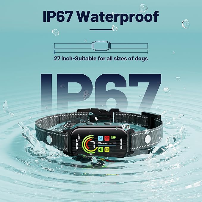 JEUJE 2 Pack Dog Bark Collar, Anti Barking Training Collar with 7-Level Sensitivity + 5 Safety Modes, Humane Training System for Large, Medium, Small Dogs