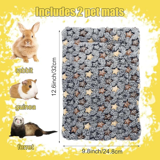 Guinea Pig Bed, 2 Pcs Double-Layer Coral Fleece Guinea Pig Beds and Bunny Beds, Soft and Skin-Friendly, Suitable for Small Animals Such as Rabbits and Hamsters(12.6 * 9.8Inch)