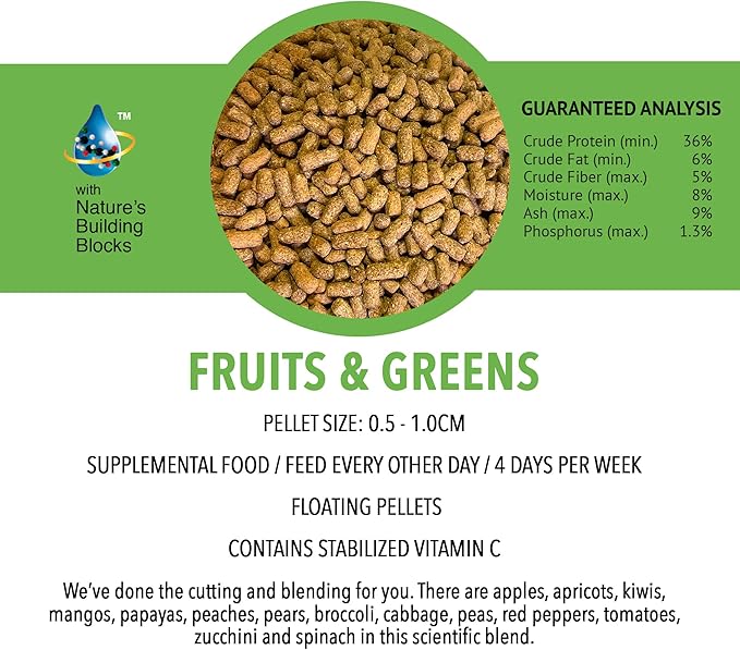 MICROBE-LIFT Fruits and Greens Floating Fish Food Sticks for Ponds, Water Gardens, and Fountains, Safe for Live Goldfish and Koi, 4.5 Pounds