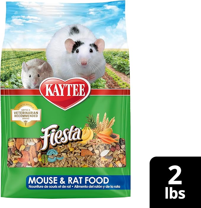 Kaytee Fiesta Mouse & Rat Food, Nutritious and Fun Blend, Supports Dental Health and Digestion, 2 pounds