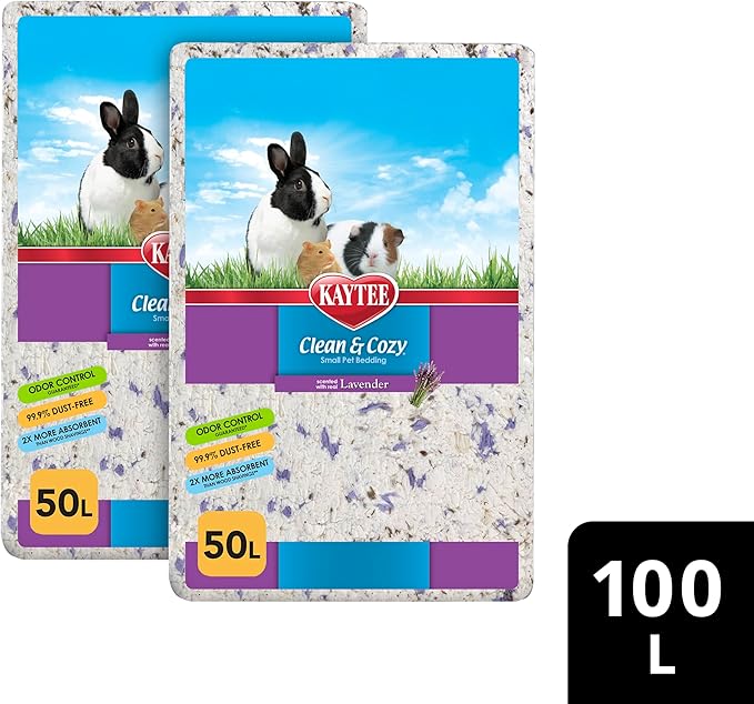 Kaytee Clean & Cozy Lavender Bedding for Pet Guinea Pigs, Rabbits, Hamsters, Gerbils, and Chinchillas, 100 Liters