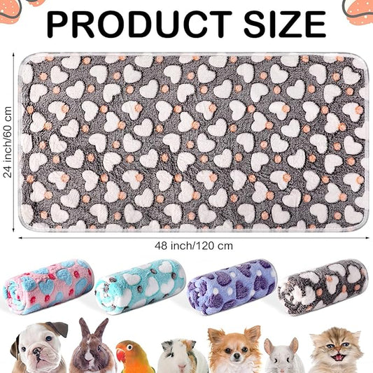 Tudomro 8 Pcs Guinea Pig Bedding Cage Liners Bulk Blankets Small Animal Flannel Throw Bedding Waterproof Absorbent Reusable Pet Pee Sleep Mat Pad Cover for Hamster Ferret(Heart,47 x 24 Inch)