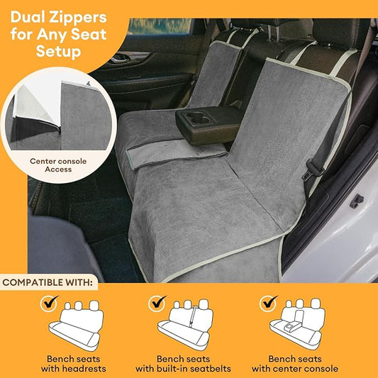 FUNNY FUZZY Dog Car Seat Cover for Back Seat, Waterproof, Scratchproof Car Seat Protector for Dogs Nonslip, Dog Back Seat Covers for Cars, Trucks and SUVs, Back Seat(18.1''W x 53''L×22" H)