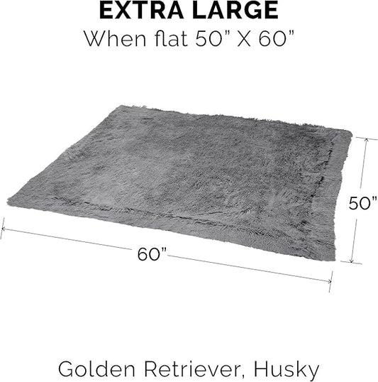 Furhaven Waterproof Throw Blanket for Dogs & Indoor Cats, Washable - Shaggy Plush Calming Long Faux Fur & Velvet Dog Blanket - Gray, Extra Large/XL