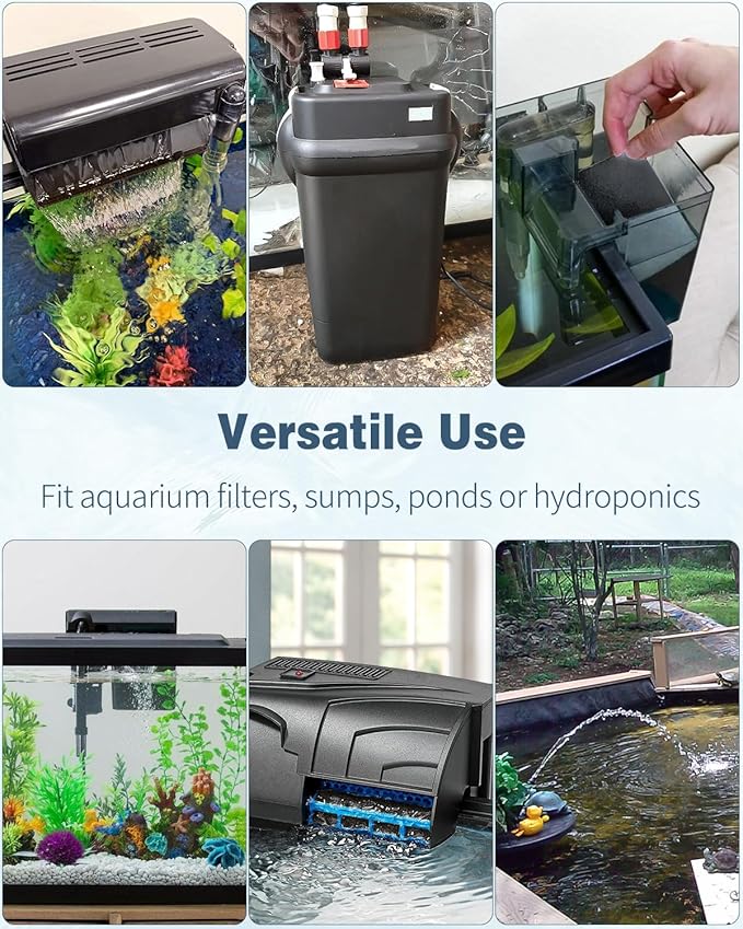 Pawfly Aquarium Bio Sponge Filter Media Pad, 6.3" x 5.5" x 0.78"Filter Foam Sponge Pads Cut-to-Size Foam for Fish Tank Filters Sumps Ponds Hydroponics, 12 Pack