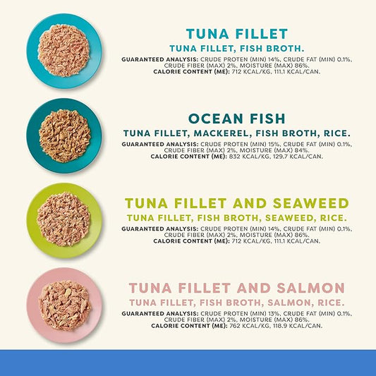 Applaws Natural Wet Cat Food in Broth, Limited and Natural Ingredients, High Protein with No Artificial Additives, Fish Selection in Broth Cans (20 x 5.5 oz Cans)