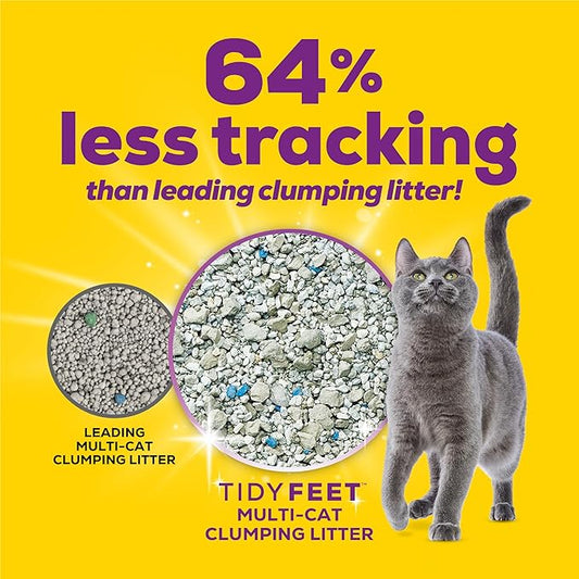 Purina Tidy Cats Tidy Feet Clumping Low Tracking Cat Litter With Odor Control – Clean Linen Scent - 22 lb. Box