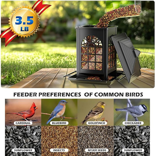 Birdream 2 Pack Bird Feeders for Outdoors Hanging - 7LB Total Capacity Classic Courtyard Design Fun Assembly Large Bird Feeder, Attracting Wild Birds Cardinals Goldfinches Sparrows