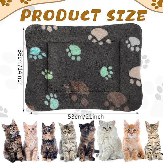 4 Pack Ultra Soft Dog Cat Bed Mat with Cute Prints Reversible Fleece Dog Crate Kennel Pad Cozy Washable Thickened Hamster Guinea Pig Pet Bed Mat for Small Animals(21 x 14 Inches,Black)