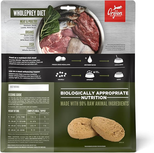 ORIJEN Grain Free High Protein Freeze Dried Dog Food & Topper Tundra Recipe 6oz Bag