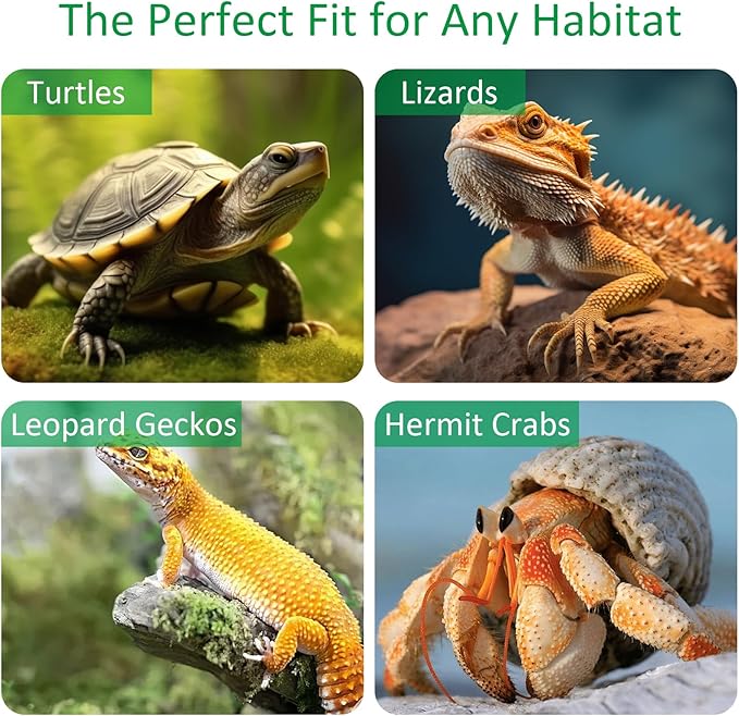 Reptile Heat Lamp Turtle Light - Long Lasting Ceramic Socket Basking Lamp with Auto Timer & Dimmer, 2 E27 Bulbs (25W & 50W) with UVB Support & Test Card for Turtles, Tortoises, Bearded Dragons, Geckos