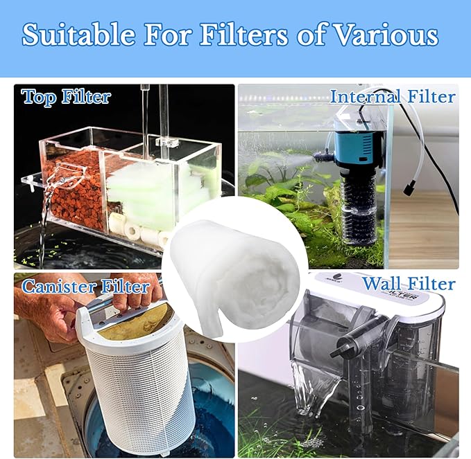 Aquarium Filter Pad - Aquarium Filter Media,39.4 x 11.8in Media Roll for Fish Tank, Ponds,Garden, Saltwater,Fershwater,Plant, Trutle(White) (2)