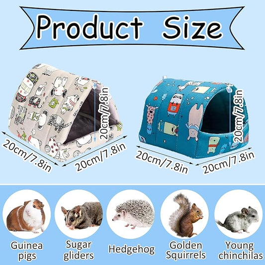 2 Pcs Guinea Pig Hideout, Guinea Pig Bed Washable Small Animal House Cage Accessories for Ferrets Chinchillas Dwarf Rabbits Hamsters Mouse Hedgehogs and Rats (7.8 in)