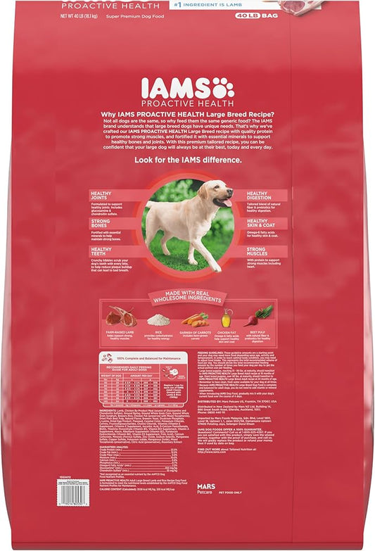 IAMS Proactive Health Large Breed Adult Dry Dog Food Lamb & Rice Recipe, 40 lb. Bag