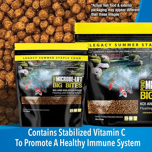 MICROBE-LIFT MLLBBLG Big Bites Fish Food Pellets for Ponds, Water Gardens, and Fountains, for Large Live Goldfish and Koi, 6 Pounds