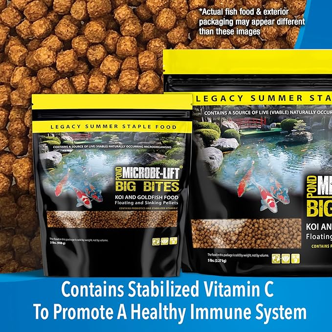 MICROBE-LIFT MLLBBXL Big Bites Fish Food Pellets for Ponds, Water Gardens, and Fountains, for Large Live Goldfish and Koi, 16.75 Pounds