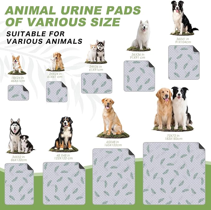 Washable Pee Pads for Dogs, 2Pack Reusable Puppy Pads, Super Absorbent & Leakproof Dog Pads, Anti-Slip Dog Pee Pads for Puppy Training & Incontinence, Leaf Pattern 48"x48"