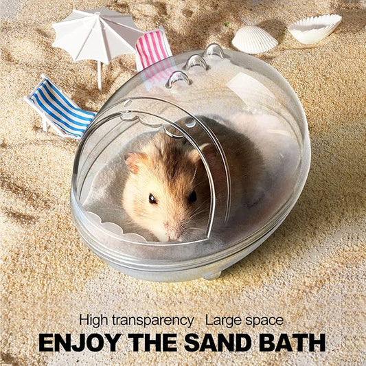 Hamster Bathroom,Hamster Bathtub Box,dust Bath for Hamster,Hamster Sand Bath Container,Hamster Bath,Hamster Bathing Bowl,Transparent Hamster Bathtub Toilet for Hamster Accessories (S)