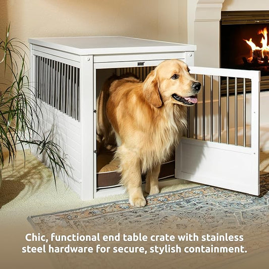 New Age Pet EHHC404XL ecoFLEX Pet Crate/End Table, Antique White, X-Large