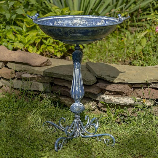 Zaer Ltd. Pedestal Style Birdbath (Blue)