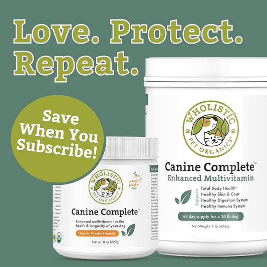Wholistic Pet Organics Canine Complete - Dog Multivitamin Powder - 4 Lb - Daily Dog Vitamins and Supplements for Homemade Food - Immune System, Skin, Coat & Overall Health - Small and Large Breed