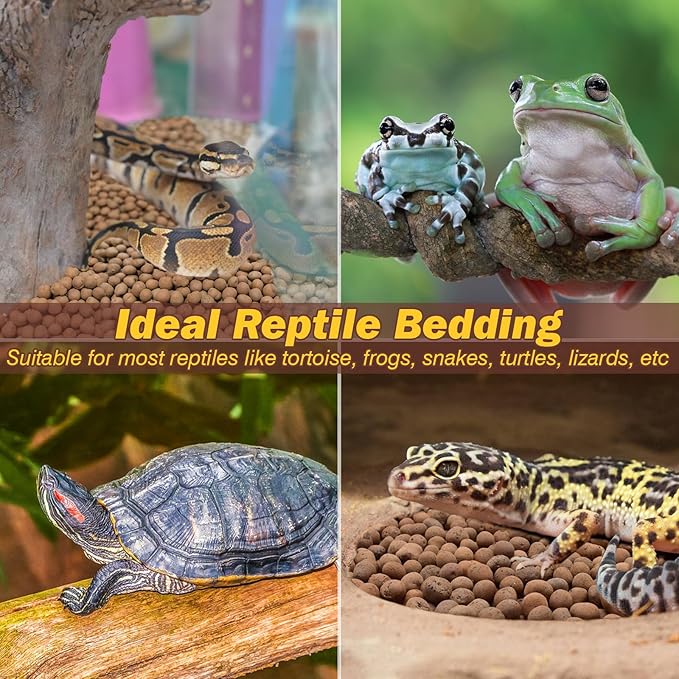 ZeeDix 6LBS Expanded Clay Balls for Reptile Terrarium Substrate - 100% Natural Lightweight Clay Pebbles Substrate, Bioactive Terrarium Substrate for Frogs Bearded Dragon Tortoises Snake Bedding