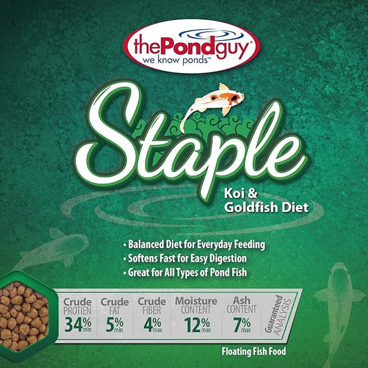 The Pond Guy Staple Fish Food for Backyard Koi & Goldfish, Choice Floating Pellets for Fish Wellness & Health, Smart Nutrition for Clean Ponds, 12 lbs