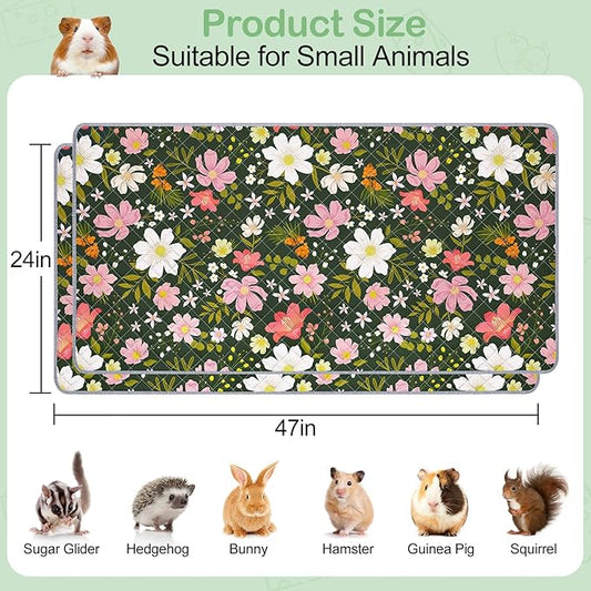 2 Pack Guinea Pig Bedding, Washable Guinea Pig Cage Liner Reusable Guinea Pig Mat Waterproof Guinea Pig Bedding for Cage, Super Absorbant Guinea Pig Pee Pads for Small Animals Hamster Rabbit Squirrel
