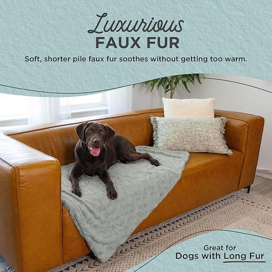 Best Friends by Sheri Calming Lux Dog Blanket – Ultra Soft Faux Fur Pet Throw, Anxiety-Relief, Lightweight Warm Bed Cover for Dogs and Cats, Machine Washable, Gray, 40" x 50"