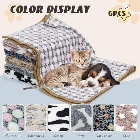 6 Pcs Washable Guinea Pig Blankets Absorbent Small Animal Fleece Bedding Cage Liners Reusable Pet Pee Pad Sleep Mat Pad Cover for Hamster Ferret Rabbit Chinchilla Hedgehog (24" x 35")