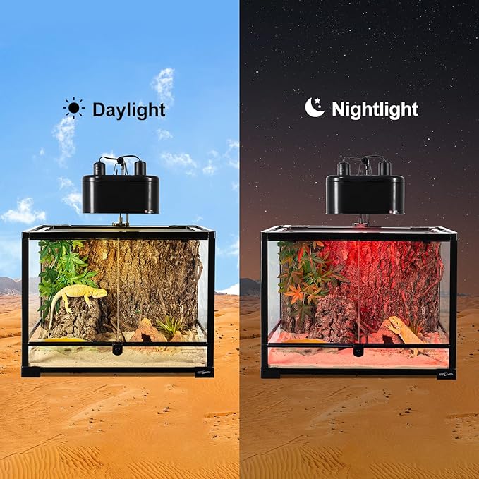 REPTI ZOO 75W Reptile Heat Lamp Combo Pack, 2PCS Day & Night Basking Spot Light, UVA Daylight Heating Lamp Basking Bulb and Infrared Heat Emitter Red Heat Lamp