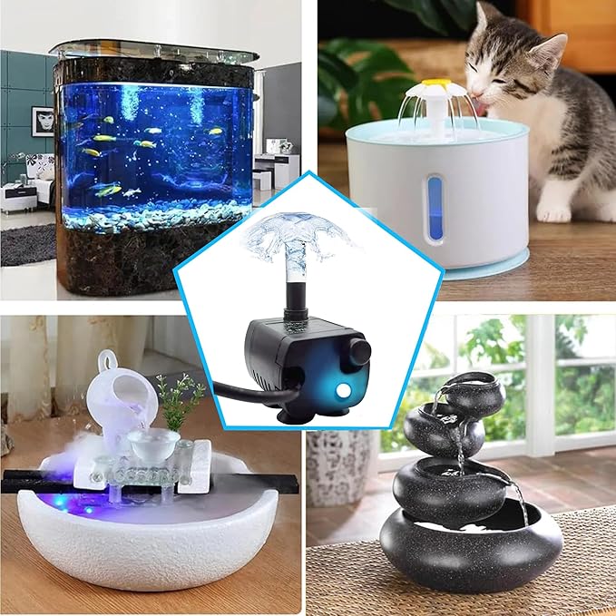 2Pcs Mini USB Compact Submersible Pump,1M Tube, DC 5V,0.7W Super Quiet Electric Brushless Pump,for Desktop Fountain,Cat Waterfall,DIY Small Fountain (black + white)