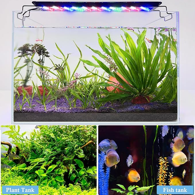 FEDOUR Aquarium LED Light, Full Spectrum Aquarium Plant Light with Timer, Extendable Metal Brackets, for Fish and Plant Tank (12-20 inch)