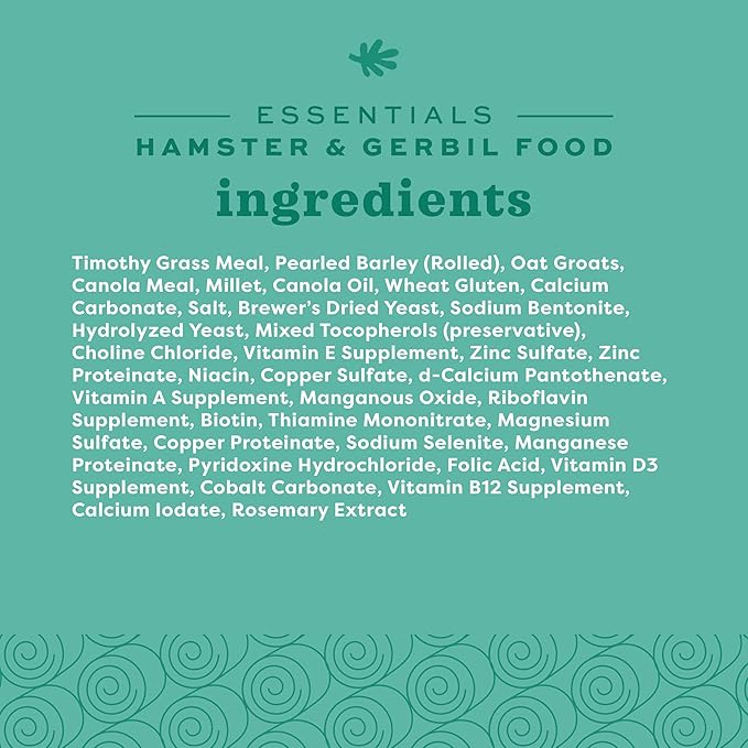 Oxbow Essentials Hamster Food and Gerbil Food, Vitamin & Mineral Rich Daily Diet for Hamsters & Gerbils, Veterinarian Formulated, Small Animal Pet Products, Made in USA, 15 lb Bulk Bag