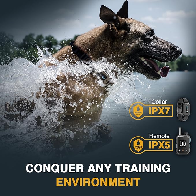 ABBIDOT Dog Shock Collar (5-120 lbs) - 4500 FT Dog Training Collar with Remote, IPX7 Waterproof with 6 Training Modes, Beep, Vibration, Safe Shock, Enhanced Night Light, Rechargeable Electric Collar