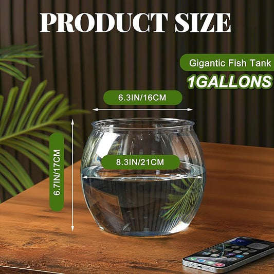 Geelin 1 Gallon Plastic Fish Tank Large Bowl Shatterproof with Crystal Clear Clarity for Terrarium, Flower Vase Centerpiece Gift for Fish Lovers(Round)