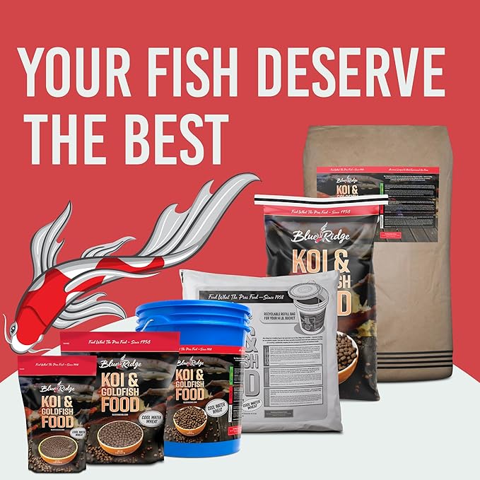 Blue Ridge Koi Fish Food 2lb - Cool Water Wheat 3/16", Fall and Winter Floating Pond Pellets, Ponds Fish Food