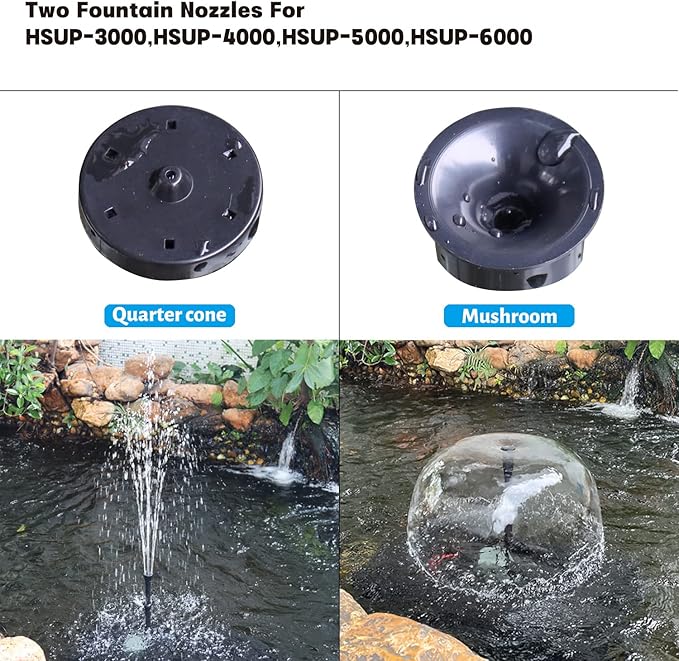 WaterRebirth HSUP5000F Versatile Submersible Pump - Fountain Jets for Ponds, Fish Tanks, Water Gardens - Aquarium & Pond Pump (5000L/H)