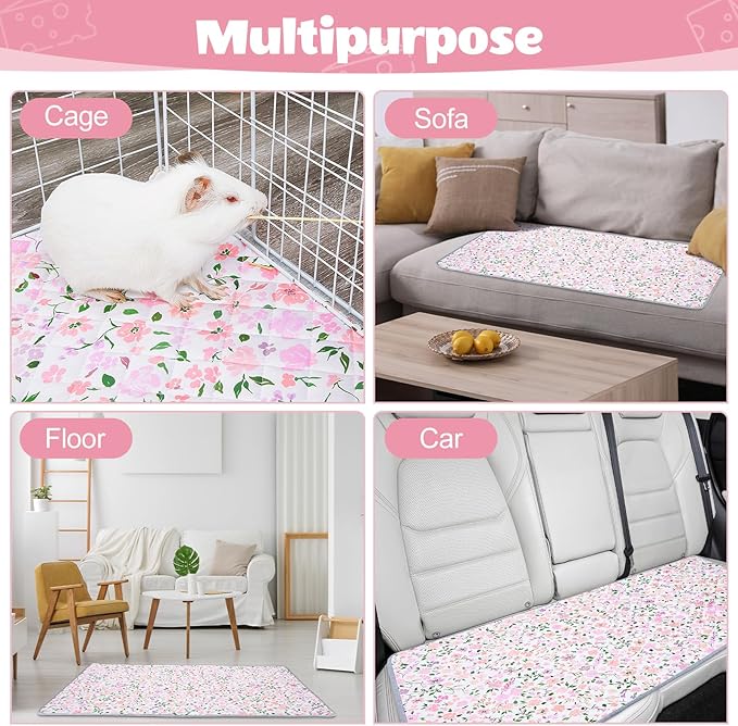 2 Pack Guinea Pig Bedding, Washable Guinea Pig Cage Liner Reusable Guinea Pig Mat Waterproof Guinea Pig Bedding for Cage, Super Absorbant Guinea Pig Pee Pads for Small Animals Hamster Rabbit Squirrel