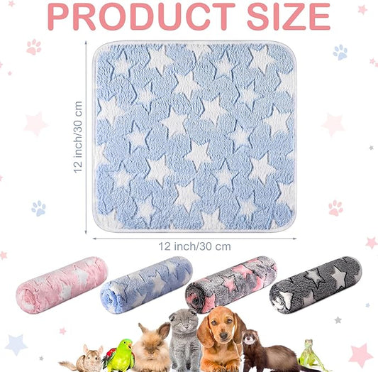 Tudomro 8 Pcs Guinea Pig Bedding Cage Liners Bulk Blankets Small Animal Flannel Throw Bedding Waterproof Absorbent Reusable Pet Pee Sleep Mat Pad Cover for Hamster Ferret(Big Star,12 x 12 Inch)