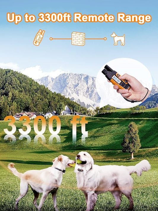Bousnic Dog Shock Collar 2 Dogs (5-120Lbs) - 3300 ft Waterproof Training Collar for Dogs Large Medium Small with Rechargeable Remote, Beep (1-8) Vibration (1-16) and Humane Shock (1-99) Modes