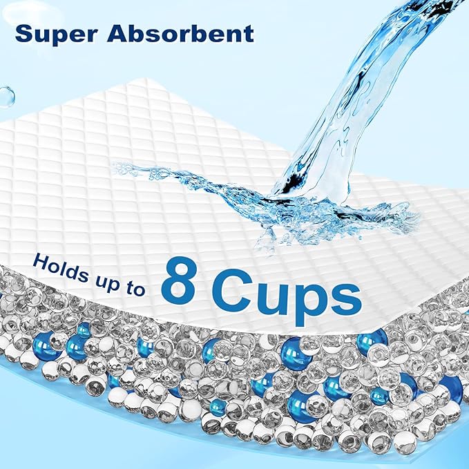 MIZOK Puppy Pads Extra Large 28"x34", 40 Count, XL Dog Pads Super Absorbent & Leak-Proof, Pee Pads for Dogs with Jellyfish Pattern